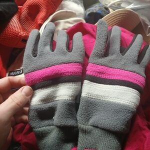 T-Mobile Logo winter touchscreen gloves gray, pink, white,Black And Stripes L/XL